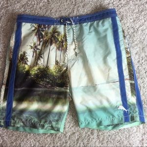 Tommy Bahama Palm Trees Mesh Lined Swim Trunks XL